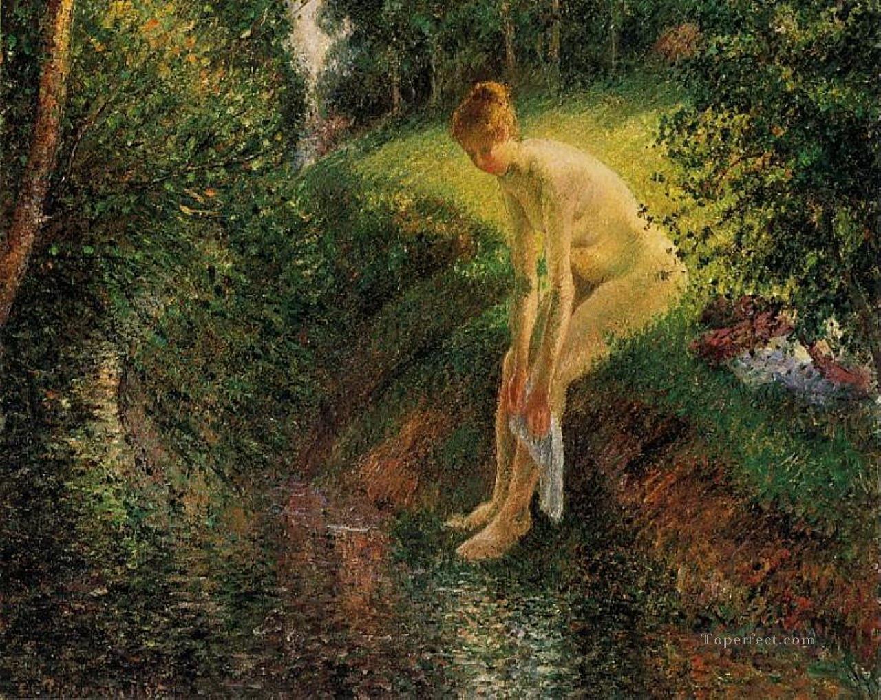 bather in the woods 1895 Camille Pissarro Impressionistic nude Oil Paintings
